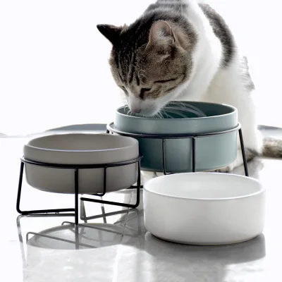 

Ceramic Cat Bowl Cat Food Bowl Drinking Bowl Dog Food Bowl Protecting Cervical Spine Pet Products Ceramic Double Cat Bowl