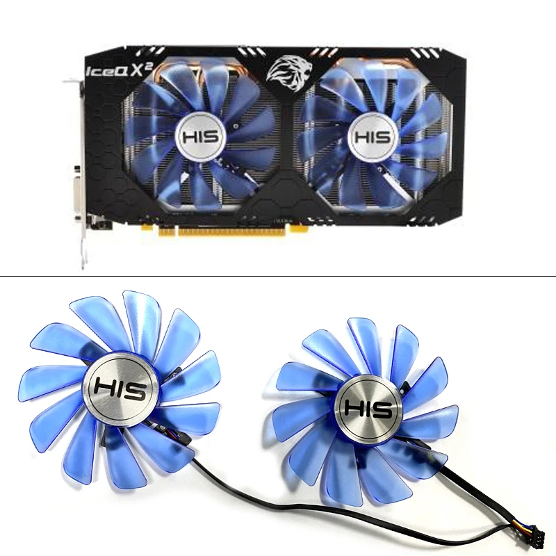 2PCS 95MM 4PIN FDC10H12S9-C FDC10U12S9-C 12V 0.45A GA Fan Replace Graphics Card Fan For HIS RX580 584 588 XFX AMD Radeon RX 580