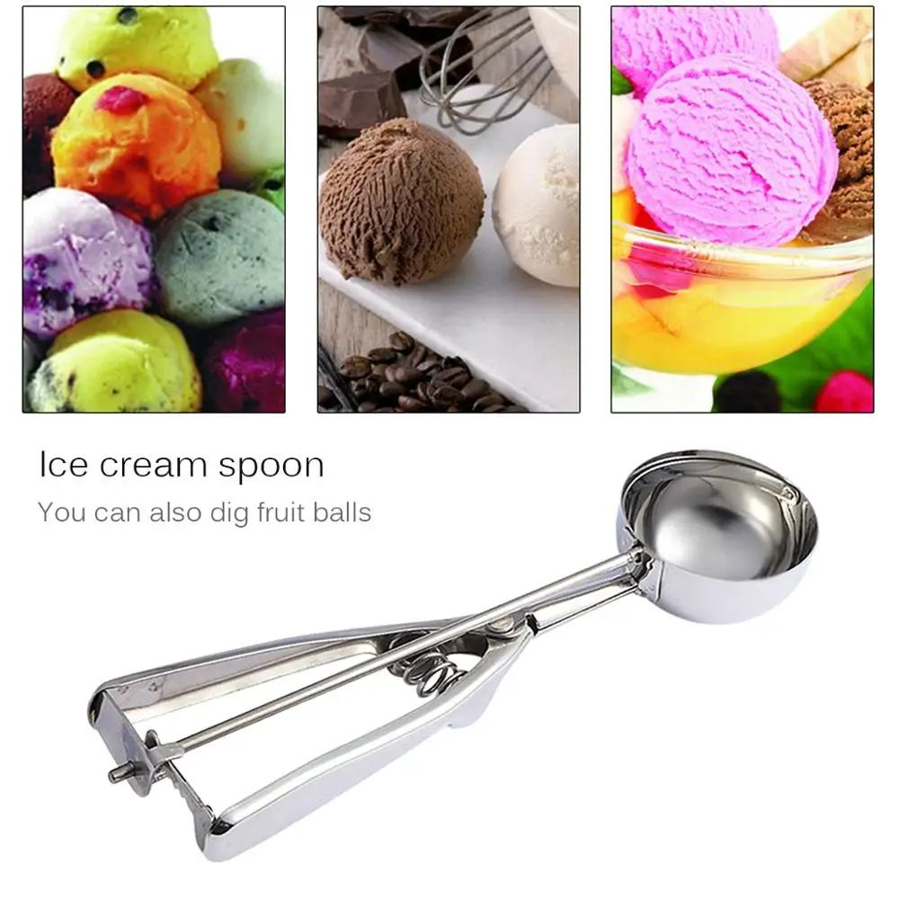 

6 Cm Ice Cream Scoop Portable Stainless Steel Non-stick Cookie Scoop For Potato Fruit Melon Baller Digging Ball Kitchen Tools