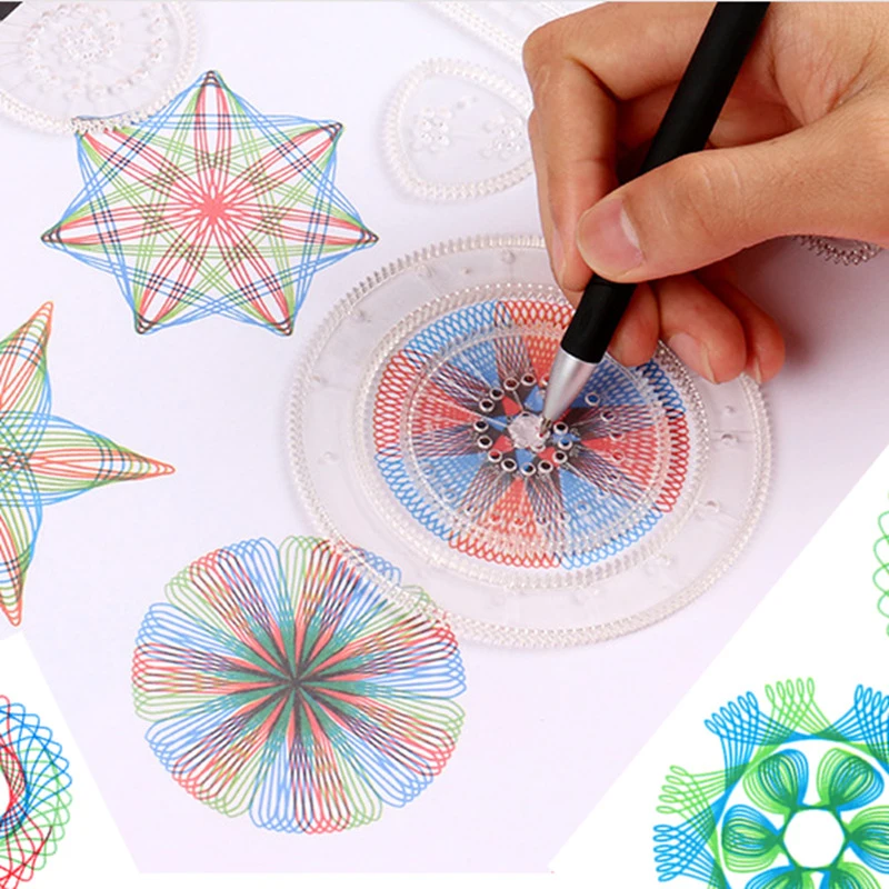 Spirograph Desenho Régua Set, Engrenagens Intertravamento, Rodas Puzzle, Ferramentas de Desenho Geométrico, Acessórios Educação Criativa