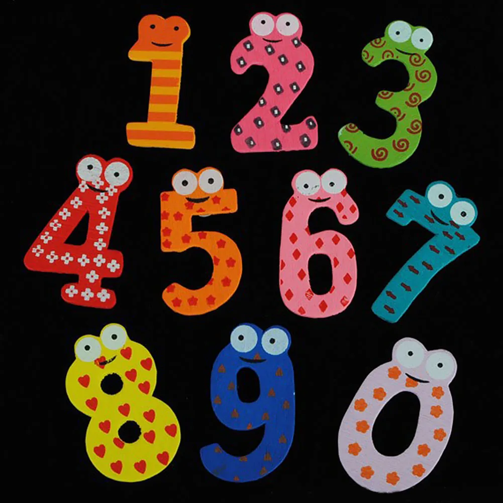 10Pcs/LOT Numbers Cartoon Educational Toy home decoration Children Wooden Fridge Magnet For Kids Message Holder Home Decor Home