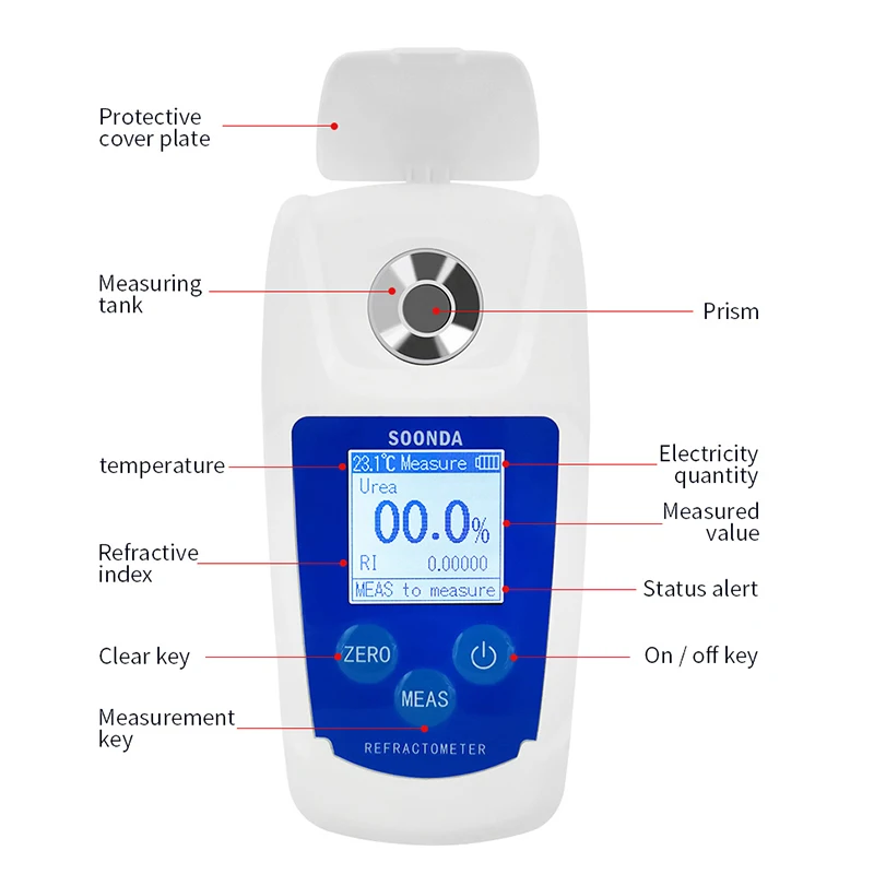 Medidor Digital de concentración de Urea para coche, instrumento detector para tratamiento de escape de coche diésel, probador de solución de Urea fluida, 0-55%