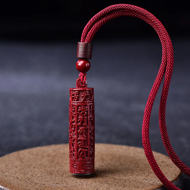 Natural Purple Cinnabar Buddhist Mantra Pendant Necklaces Manual Rope Women Men Fashion Jewelry Gift Dropship