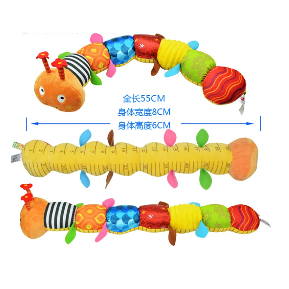 1 pçs brinquedo do bebê musical caterpillar chocalho com sino anel bonito dos desenhos animados animal boneca de pelúcia cedo educacional