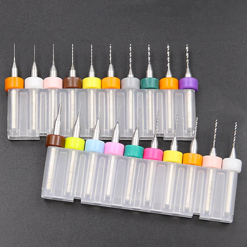 10 cái/bộ 0.1mm-1.2mm PCB Mini mũi thép Tungsten Carbide cho in bảng mạch Mũi khoan CNC bit Máy