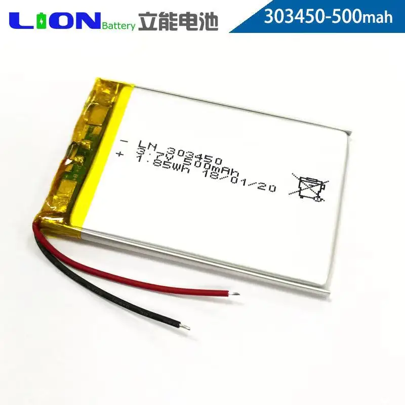 Bateria litowo-polimerowa ultra-cienki, 303450, 333450, 283450 3.7 v 500 mah wysokotemperaturowy akumulator 3 c