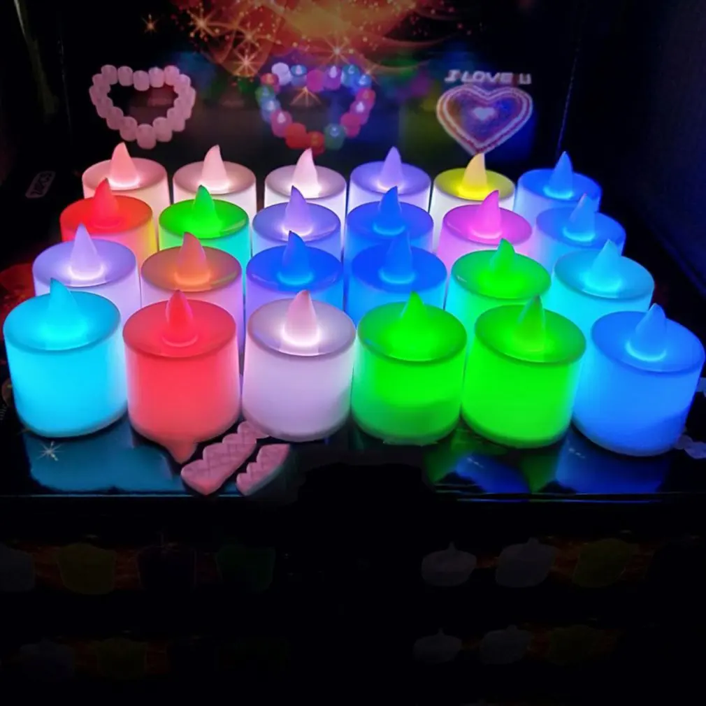 24pcs Creative LED Candle Multicolor Color Lamp light colorful fast flashing color changing Creative Decoration Birthday Party