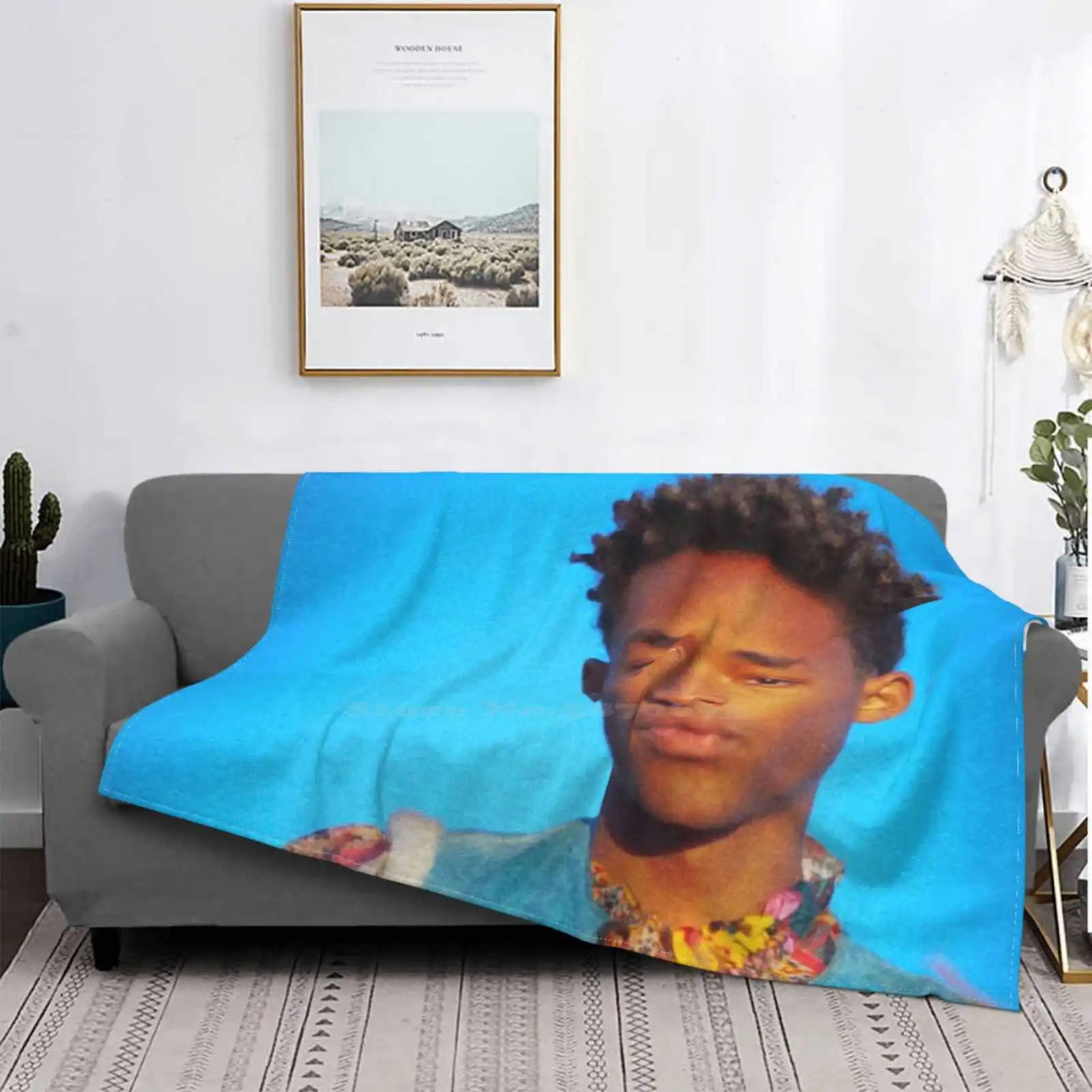 Portrait Sky Jaden Rainbow Air Conditioning Blanket Soft Throw Blanket Handsome Portrait Men Smith Car Rap Hip Hop Fashion