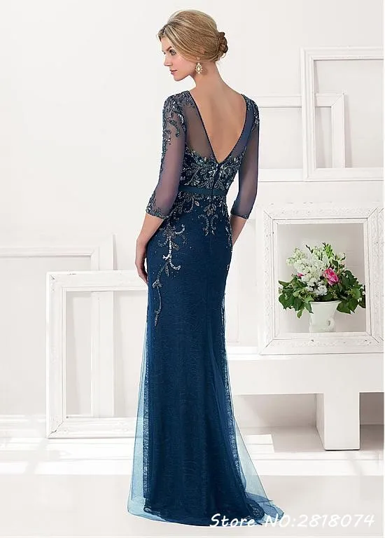 New Arrive Evening Dresses Mermaid Lace Beaded Half Sleeves Customized Mother of the Bride Dress Robe De Soiree  Party Gowns