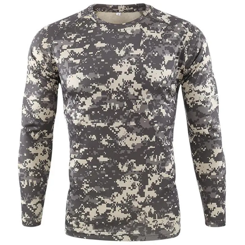Nowa szybkoschnąca koszulka outdoorowa męska taktyczna kamuflażowa koszulka sportowa z długim rękawem i okrągłym dekoltem Camo Funny 3D Camouflage T-shirt — zdjęcie 2