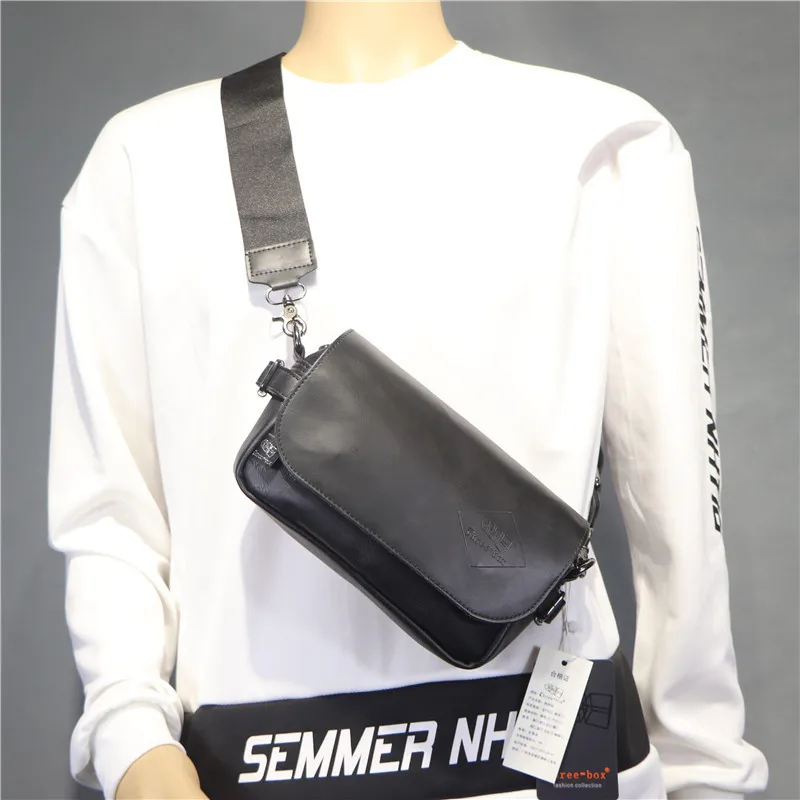 New Brand Designer Korean Style Men\'s Messenger Bags Casual Crossbody Bag Small Leather Black Shoulder Sling Bag Daily Phone Bag