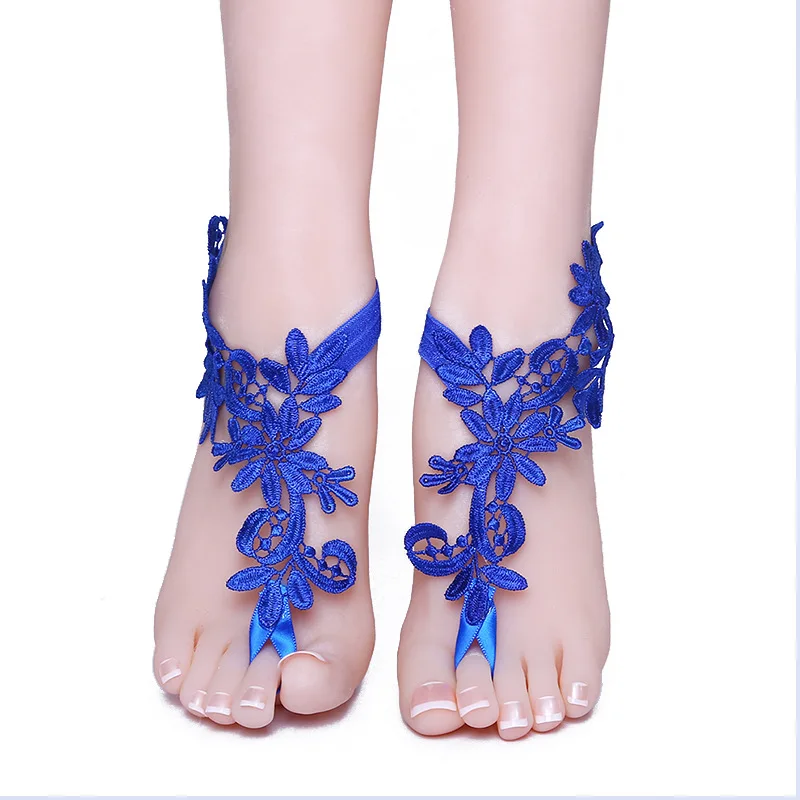 Ankle Bracelet 1 Pair Barefoot Sandals Lace Flower Leaf Anklet Foot Chain Foot Jewelry for Women Wedding Beach HO1527