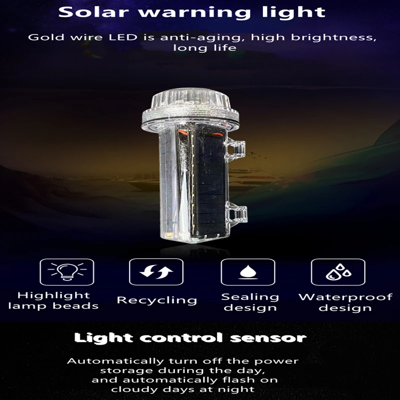 Imagem -06 - Solar Powered Net Mark Light Luz de Âncora Impermeável Sinal de Boia Torpedo Piscando Luz de Advertência Navegação Marinha