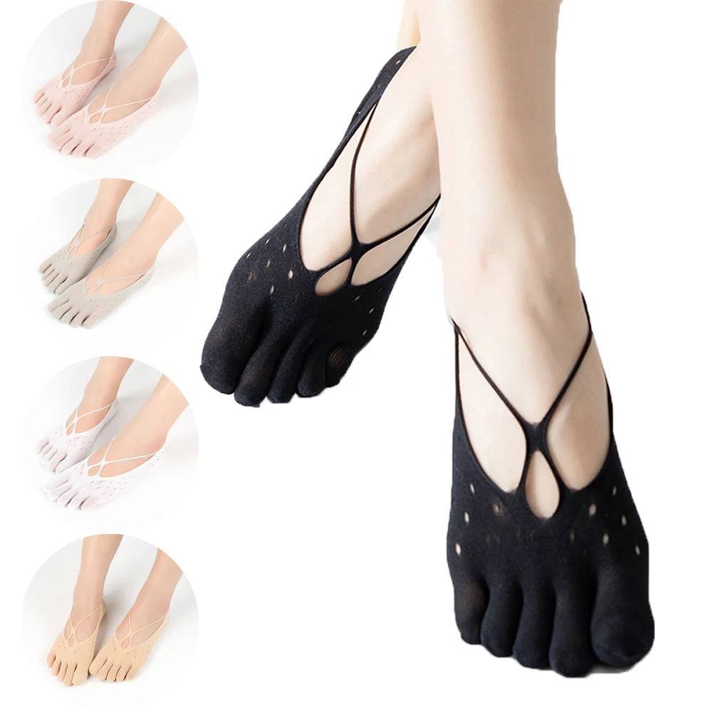 New Fashion Thin Toe Socks Women Slippers Women Lady Hollow Invisible Silicone Anti-skid Five Finger Socks Hosiery