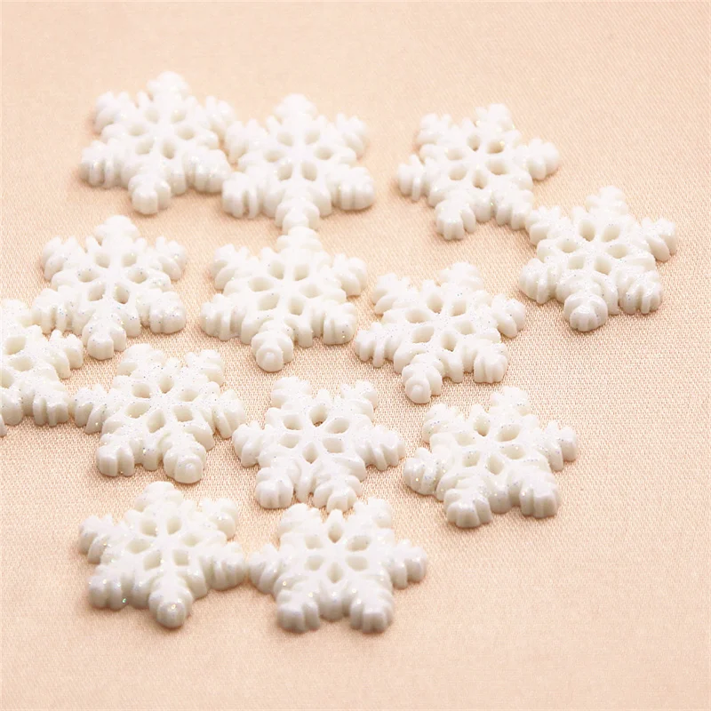 20pcs natale fiocco di neve resina Flatback Cabochon Art Supply decorazione fascino fai da te 20mm