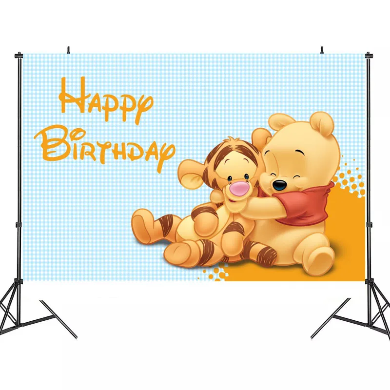 Cartoons Winnie The Pooh Backgrounds Vinyl Cloth Customizable Photo Shootings Backdrops For Baby Birthday Party Photo Studio