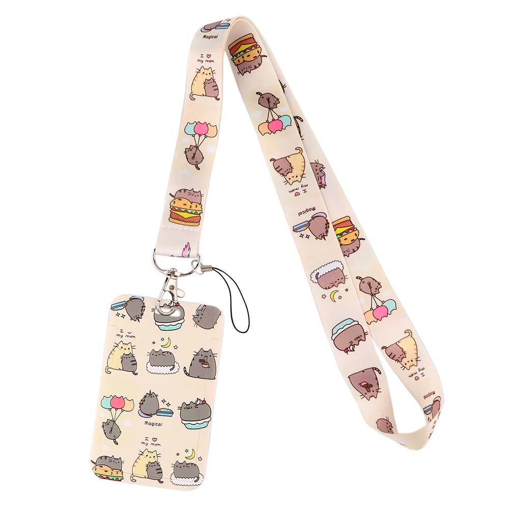 LX26 Cartoon Cat Lanyard Keychain Rope Mobile Phone Neckband Lanyard Key ID Card USB Badge Holder DIY Lasso Lanyard