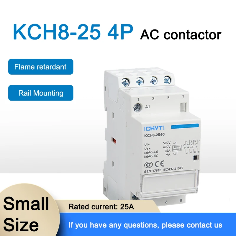 

ICHYTI 4P 25A 220V 24V 400V~ 50/60HZ Din Rail Household AC Modular Contactor 4NO 2NO 2NC 4NC For Car Charging Pile