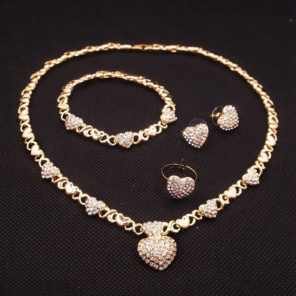 Yulaili Newest XOXO Delicate Rhinestone Love Jewelry Set and High Quality Pakistani Bridal Wedding Jewelry Set Accessories