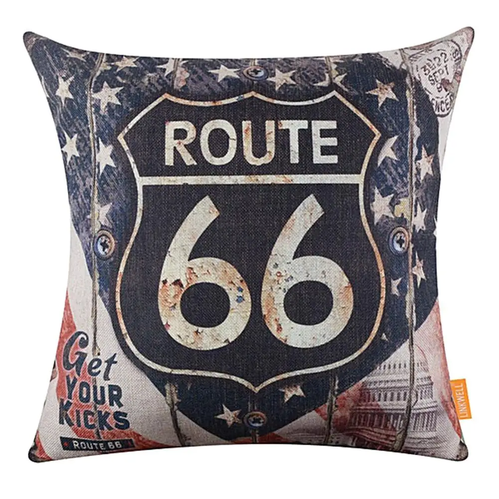 Vintage Bản Đồ Mỹ Tuyến Đường 66 Lót Gối Đệm Sofa Giường Trang Trí Xe Hơi