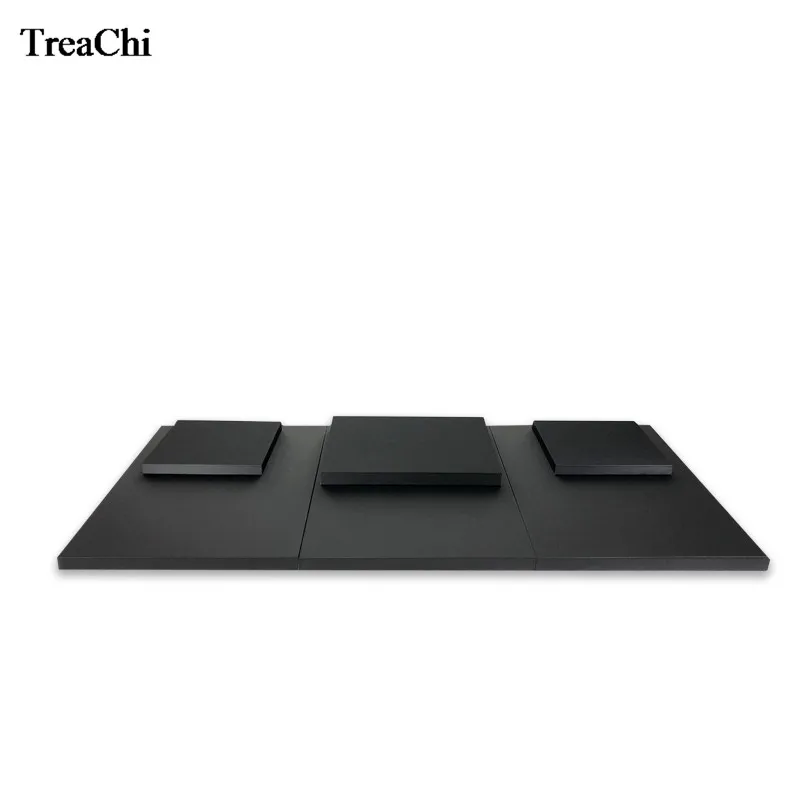 New Faux PU Jewelry Counter Showcase Pad Wooden Jewelry Store Cabinet Platform Black Jewelry Display Bottom Board Tray Holder