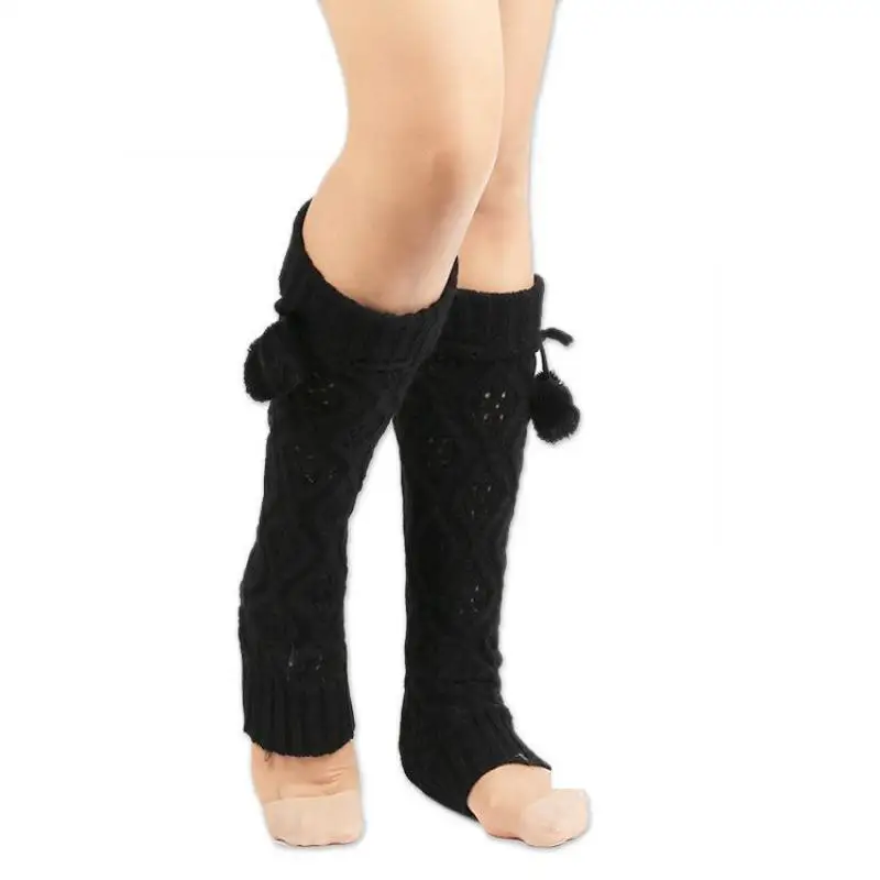 Meisjes Gebreide Kneepad Warm Been Warmer Diamond Twisted Lange Voet Cover Met Bal Winter Boot Warmer Voor Vrouwen