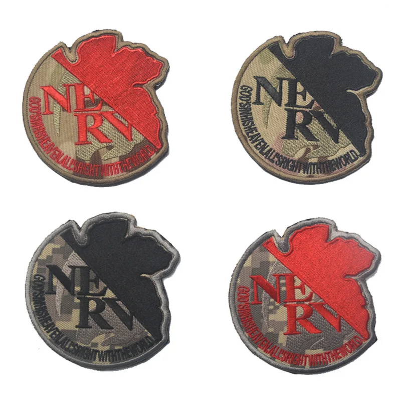 Funny NERV Embroidery Emblem Hook Fastener Patch Military Tactical Iron On/Sew On Patches Badge for Backpacks Hat Uniform