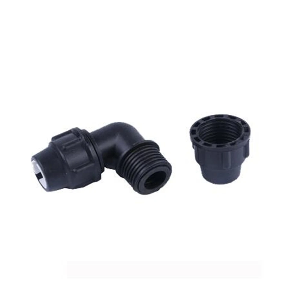 PE Tap Water irrigazione a connessione rapida gomito No-iron gomito rapido cappello nero 20 25 32 40 5063 accessori per tubi dell'acqua