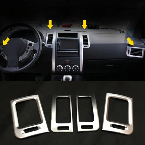 Хромированная накладка на вентиляционное отверстие для Nissan X-Trail, X Trail T31, 2008, 2009, 2010, 2011, 2012, 2013, аксессуары для стайлинга автомобилей