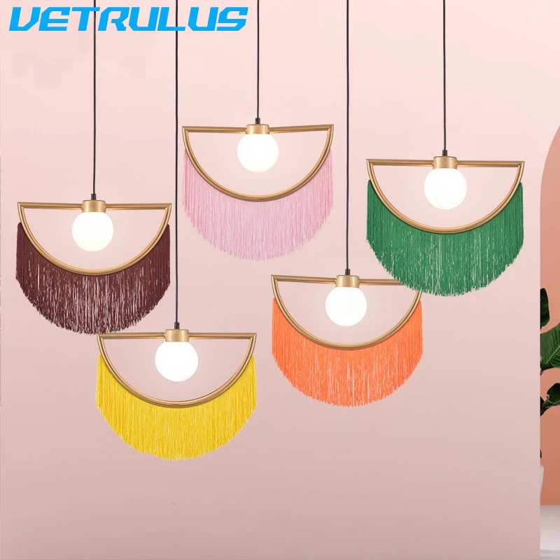 Led Pendant Light Nordic Creative Tassels Chandelier Vintage Luminaire Hanging Ceiling Lamp Living Dining Roome Homestay Decor