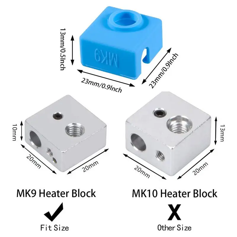 3D Printer MK8 Protective Silicone Sock Cover Case for Ender 3 Heater Block of CR10,10S,S4,S5 Anet A8 MK7/MK8/MK9 Hotend