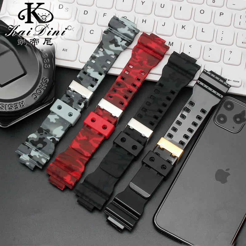 16mm Silicone Watchband For Casio G-Shock GA-110 GA-100 GA-120 GA-900 Camouflage Rubber Waterproof Men Watch Strap Bracelet