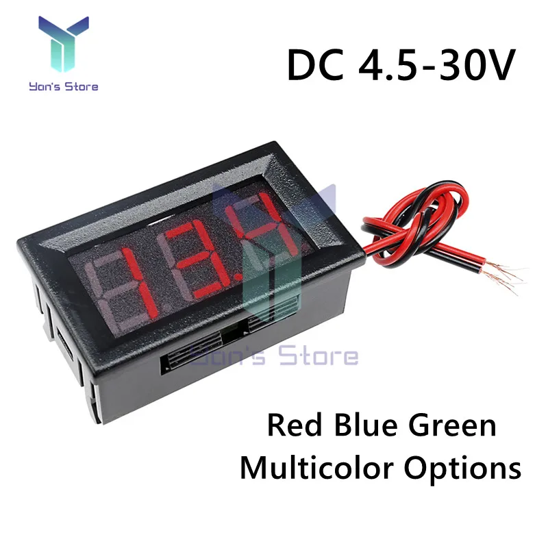 0.56นิ้ว LED Digital Voltmeter DC 4.5-30V แรงดันไฟฟ้ารถรถจักรยานยนต์ไฟฟ้า Volt Tester เครื่องตรวจจับ DC 5V 12V 24V 2สาย