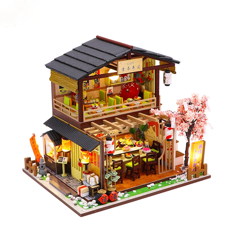 Japanese Style Festival Gifts Anniversary GiftsToys Hand-built Houses Sushi Place Warm Decorations DIY BCM2011-Without Dust Cove