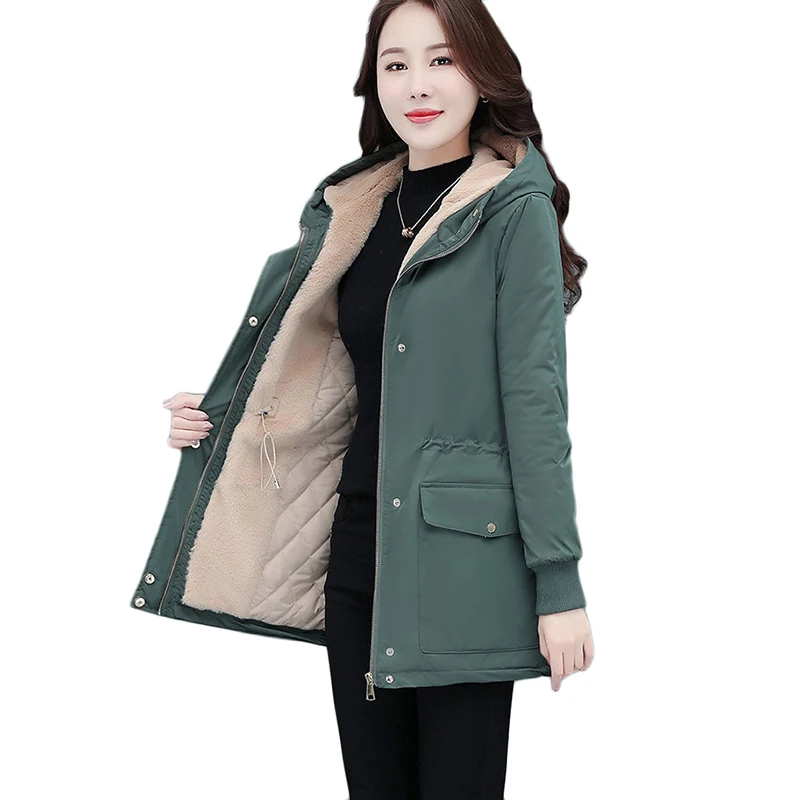2025 Winter New Long Cotton Jacket Women's Hooded Parka Overcoat Loose Plus Size Thick Warm Outerwear Casual Trench Coat 80kg