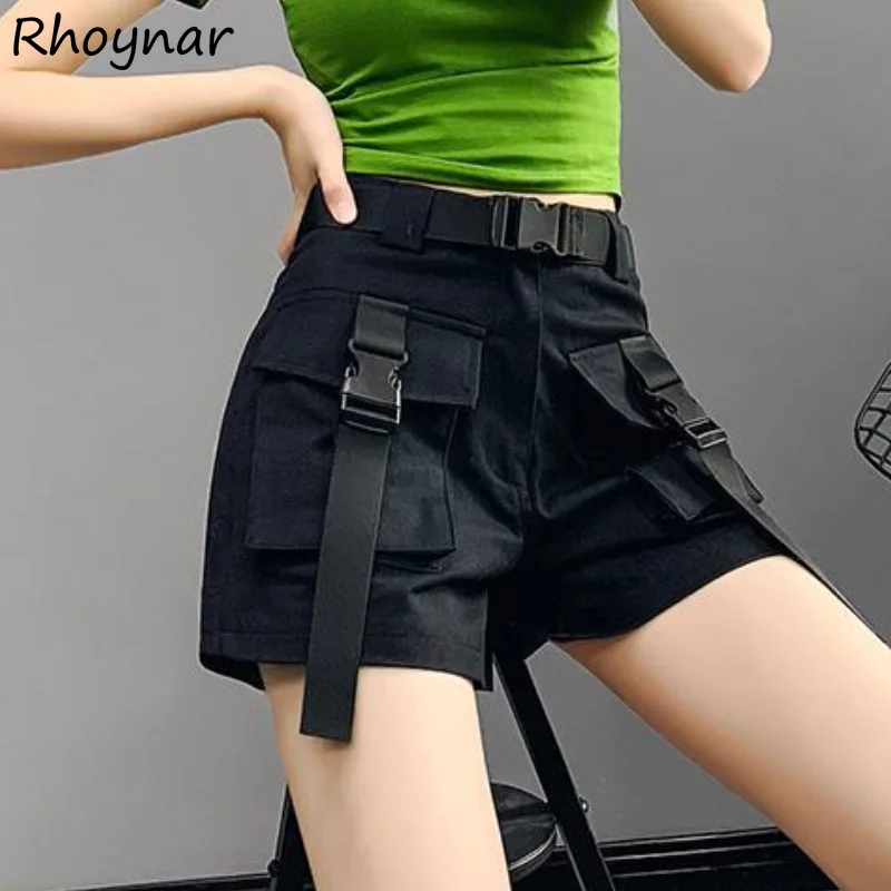 Cargo Shorts Women Pockets High Waist Summer Korean Style Students Thin Loose All-match Casual Wide Leg Harajuku Clothing Design