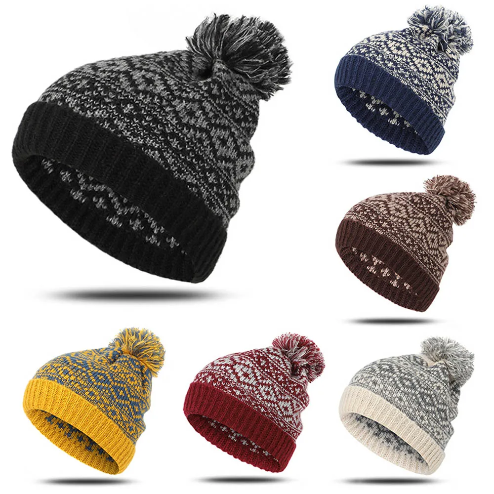 

Winter Beanies Hats Knitted Girls Boys Thick Warm Hat Multi-color Bonnet Beanie Caps Sport Cold Weather Accessories Best Gift