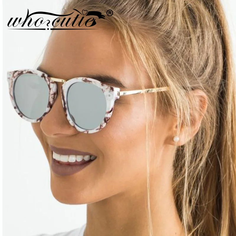 Oversized Round Mirror Sunglasses Women 2024 Brand Designer Pink Marble Frame Reflective Fashion Vintage Sun Glasses Female S112