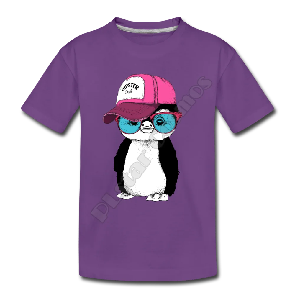 Hipster Penguin Kids T-Shirt 3D All Over Printed Kids t shirts Boy For Girl Funny Animal Summer Short Sleeve 02