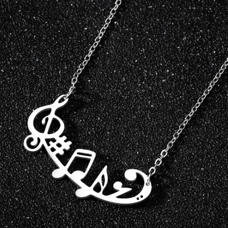 Stainless Steel Music Necklaces for Women Simple Music Notes Charms Necklace Design Fashion Aesthetic Jewelry collier femme