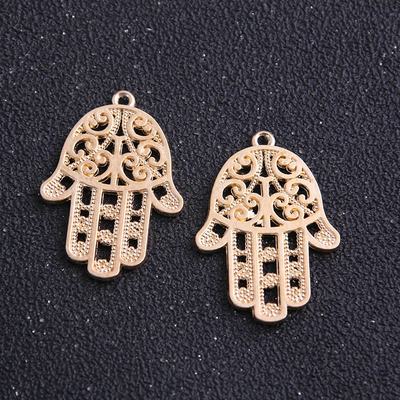 4pcs/lot 24*30mm  Three color Metal Alloy Hand of Fatima Charms Jewelry Hand Charms