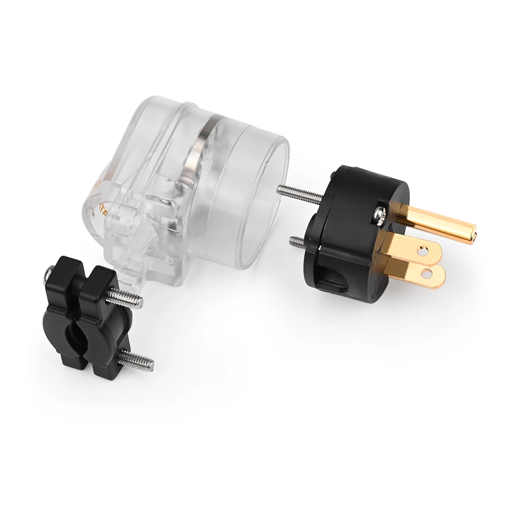 Plugue de alimentação HIFI em forma de L de alta qualidade, um par de conector de alimentação dos EUA banhado a ouro + conector fêmea IEC