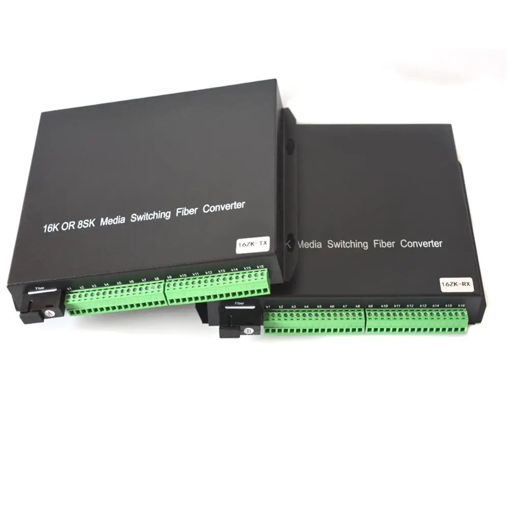 16 ports Dry Contact Closure to Fiber optic Media Converter Extenders for Door Entry Access Control,Fire & Alarm Systems.