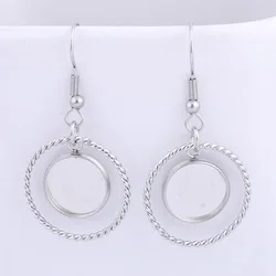 10pcs fit 12mm cabochon earring setting blanks stainless steel hoop circle earring charms diy findings