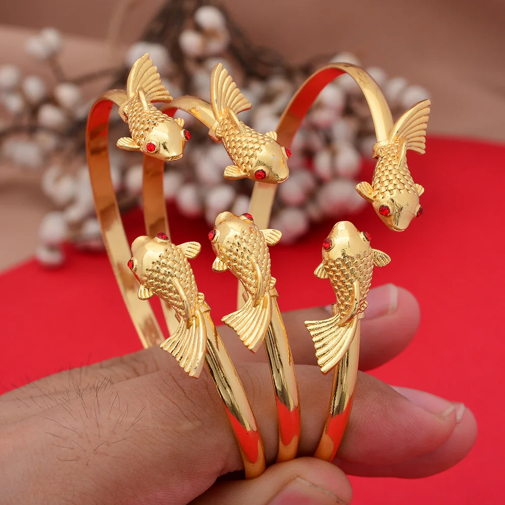 

3pcs/Lot Fish Bangles For Women Dubai Bracelet Ethiopian Bangles African Wedding Jewelry Arab Middle East