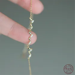 925 Sterling Silver French Creative Malt Tassel Bracelet Women Pavé Zircon Sparkling Temperament Wedding Jewelry Gift