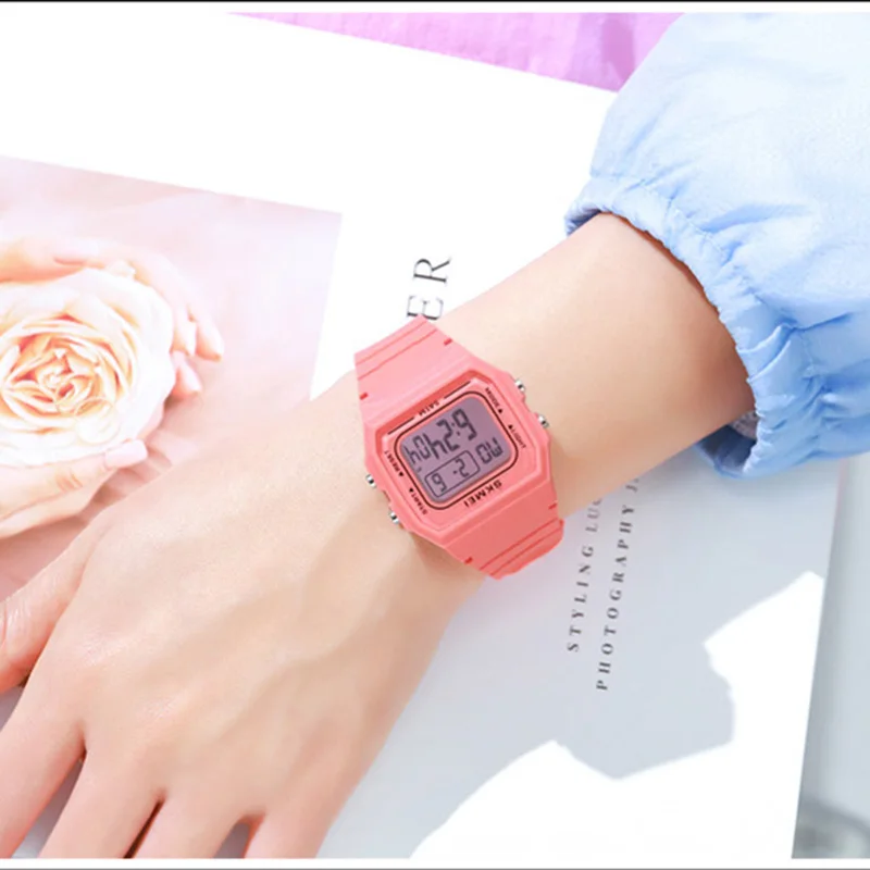 SKMEI LED Girls Watches Men Electroplated Case Transparent Strap Lady Women Digital Wristwatch Shockproof reloj mujer