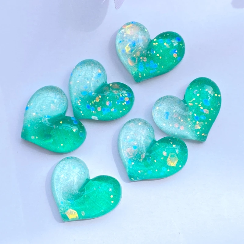 30Pcs/Kawaii Resin Shining heart Flat Back Cabochon For Bows Accessories DIY Scrapbooking Crafts