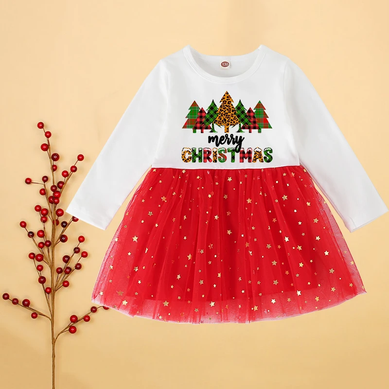 Christmas Girl Dress Santa Claus X-mas Infant Baby Girls Top Dress Outfits Long Sleeve Christmas New Year Party Dresses Clothes