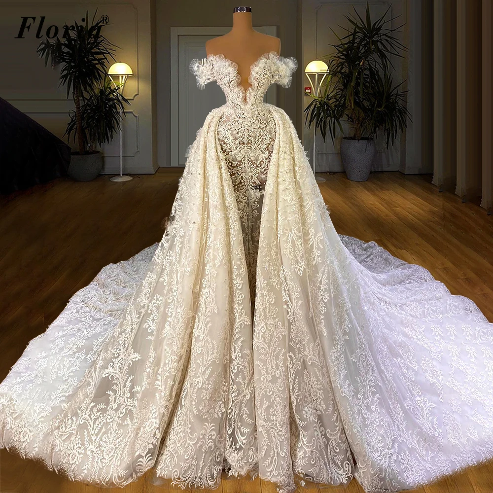 Two Pieces Lace Wedding Dresses Long Sleeves Vintage Country Bridal Dresses For Women Chapel Wedding Gowns Robes De Mariage